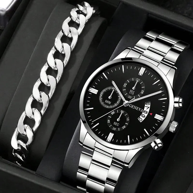 Signature Sterling Watch & Chain Executive Combo